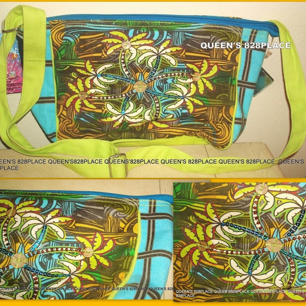 Nwt Sun 'N' Sand Palm Tree Crossbody Green Purse